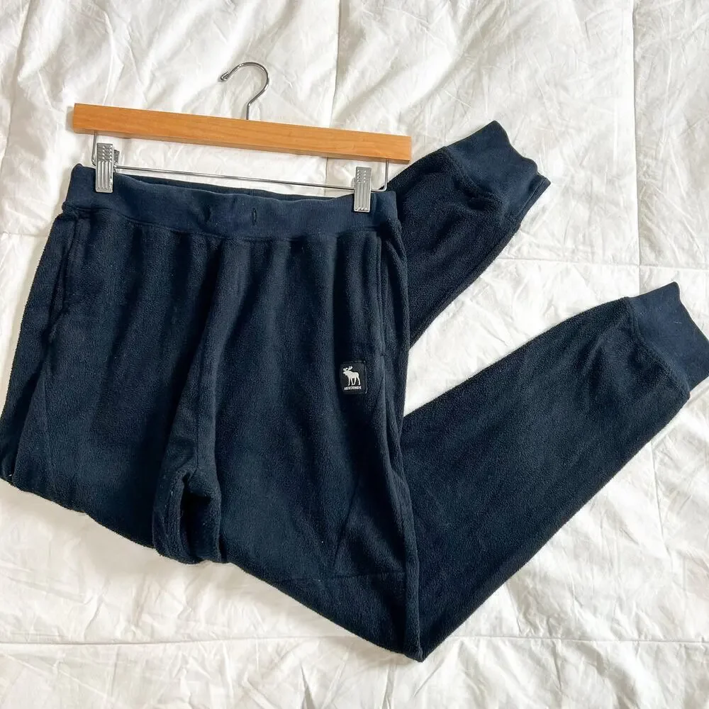Abercrombie Kids Girls Black Fleece Jogger Sweatpants Size 15/16 EUC Cozy Lounge